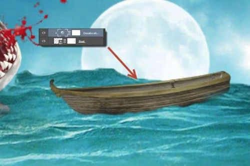 آموزش طراحی صحنه شکار کوسه در فتوشاپ